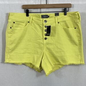 Torrid Sunny Lime High Rise Button Fly Stretch Denim Shorts Womens Sz 18 Summer
